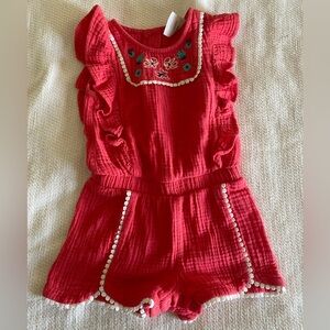 Romper with flowers and ruffles